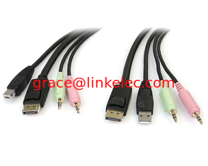 China 6ft 4in1 USB DisplayPort KVM Switch Cable w/ Audio &amp; Microphone proveedor